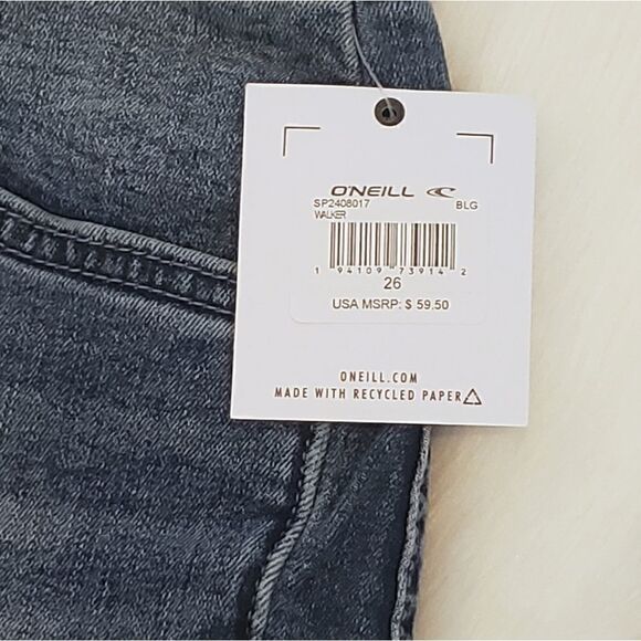 O'neill Walker Medium Wash High Rise Raw Hem Denim Shorts Size 26 NWT - Picture 8 of 8